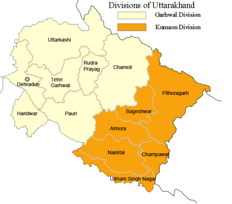 Map of Kumaon Region